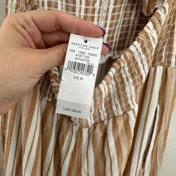 American Eagle Outfitters‎ Women's Halter Jumpsuit Striped Casual Summer M - Picture 8 of 10
